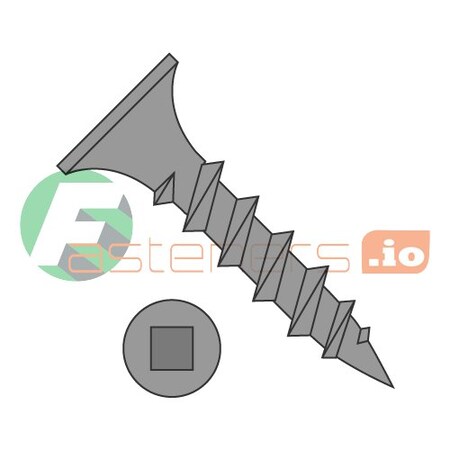 Newport Fasteners Drywall Screw, #6 x 3/4 in, Steel, Flat Head Square Drive, 10000 PK 381676